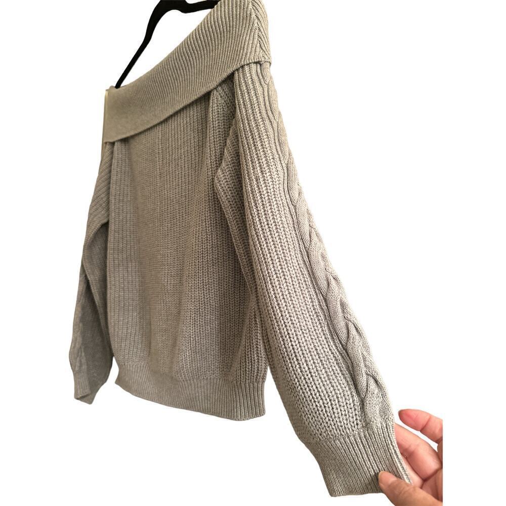 Bobi Black Los Angeles Off The Shoulder Sweater in Light Heather Grey